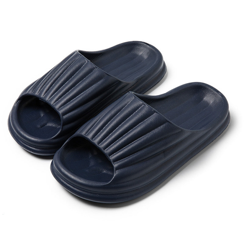 Home Slippers Women Men New Solid Striped Peep-toe Shoes House Floor Bathroom Slippers For Couple