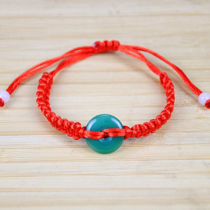 Bracelet en corde rouge Bunbun tissé à la main, pièce de monnaie en cuivre