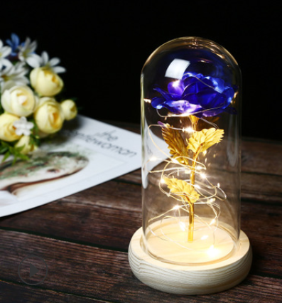 Muttertagsgeschenk, für immer verzauberte Rosenblume in Glas, LED-Licht, Heimdekoration