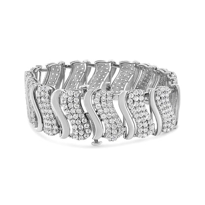 14K Gold 15.0 Cttw Diamond Chevron Wave 7.25" Inch Link Bracelet (J - K Color, I1 - I2 Clarity) - Jaazi Intl