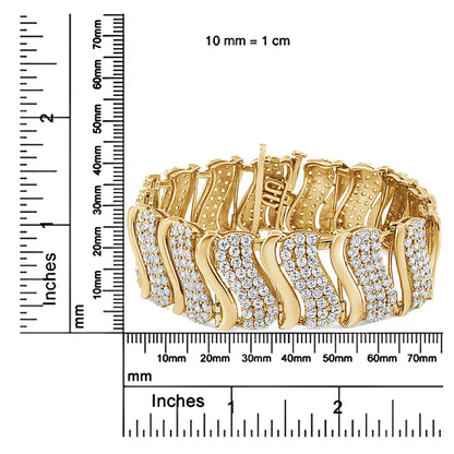 14K Gold 15.0 Cttw Diamond Chevron Wave 7.25" Inch Link Bracelet (J - K Color, I1 - I2 Clarity) - Jaazi Intl