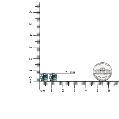14K Gold Round Brilliant Cut Lab Grown Blue Diamond 4 - Prong Classic Solitaire Stud Earrings with Screwbacks - Jaazi Intl