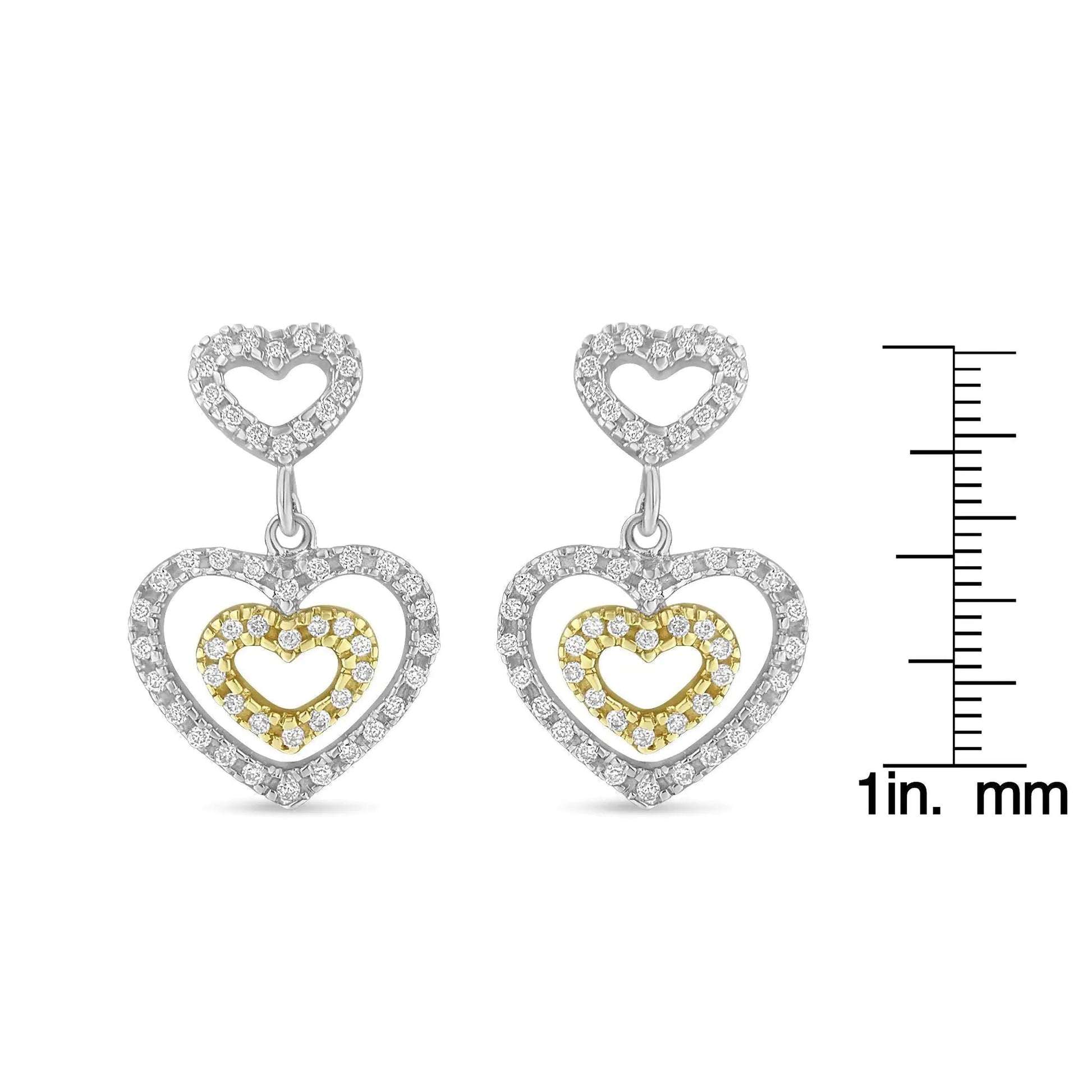 14K Two Toned 1/2 cttw Round Cut Diamond Earrings (H - I, SI1 - SI2) - Jaazi Intl