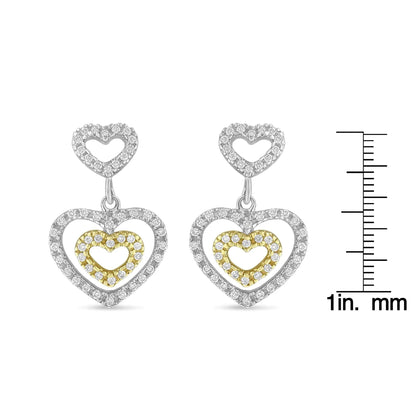 14K Two Toned 1/2 cttw Round Cut Diamond Earrings (H - I, SI1 - SI2) - Jaazi Intl