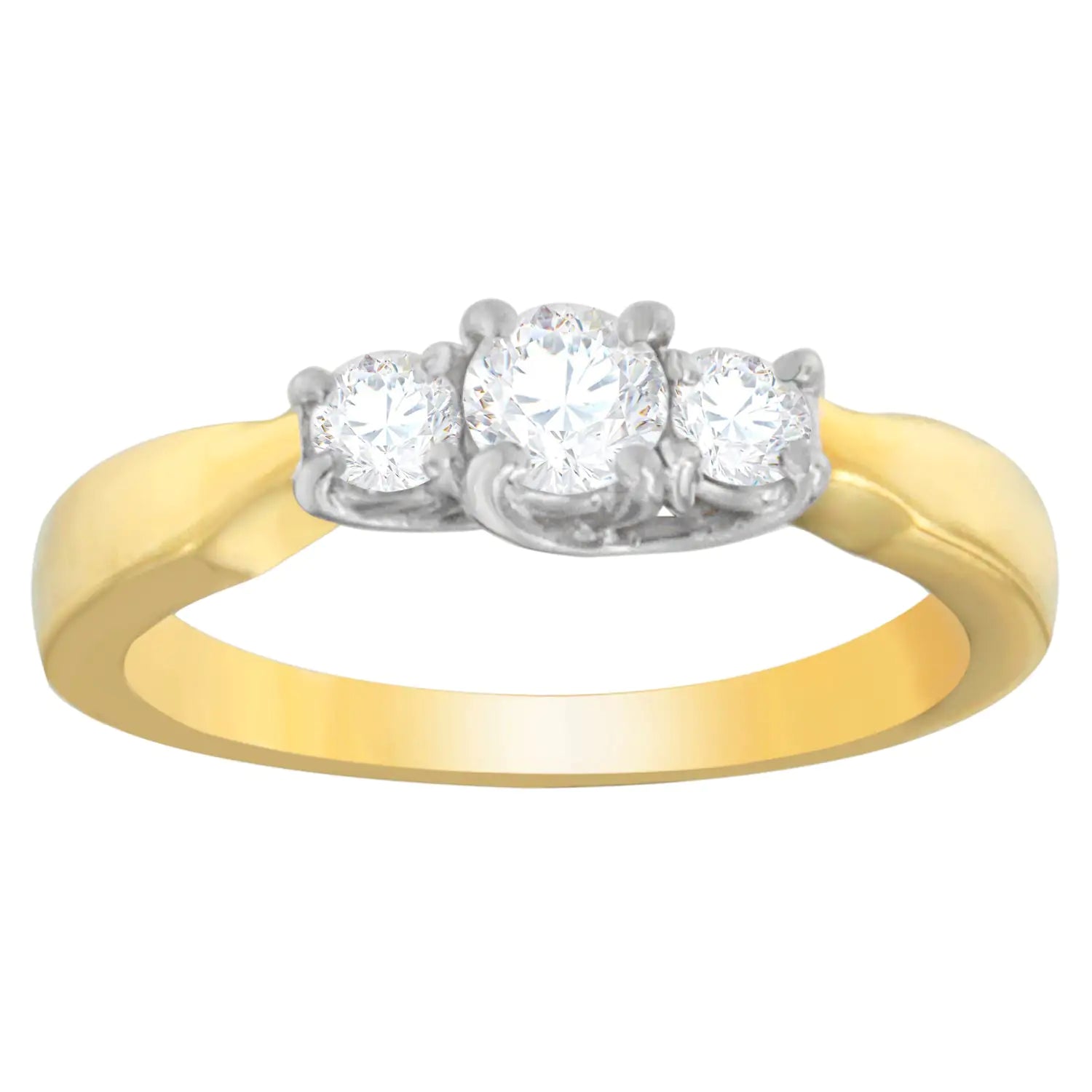 14K Two - Toned Gold 1/2 CTTW Round - cut Diamond Ring (G - H, SI1 - SI2) - Jaazi Intl