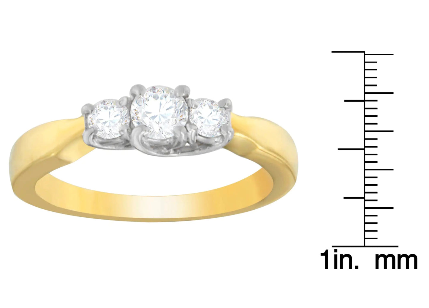 14K Two - Toned Gold 1/2 CTTW Round - cut Diamond Ring (G - H, SI1 - SI2) - Jaazi Intl