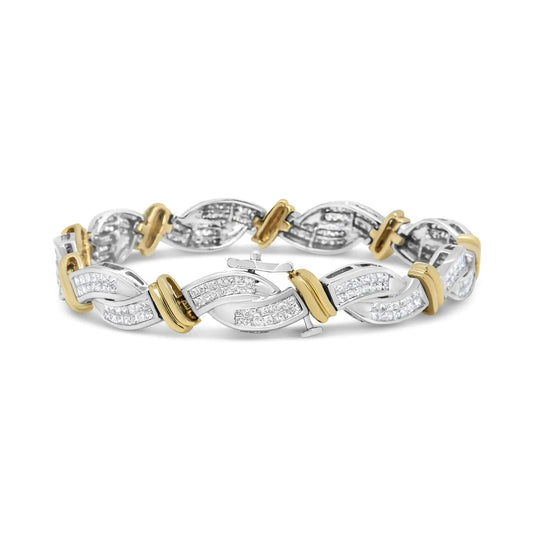 14K Two - Toned Princess - cut Diamond Bracelet (4 cttw, H - I Color, SI2 - I1 Clarity) - Jaazi International