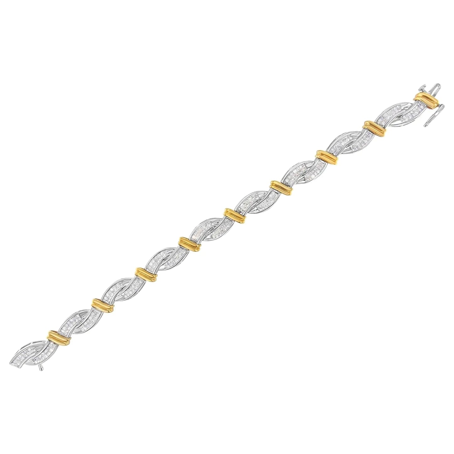 14K Two - Toned Princess - cut Diamond Bracelet (4 cttw, H - I Color, SI2 - I1 Clarity) - Jaazi International