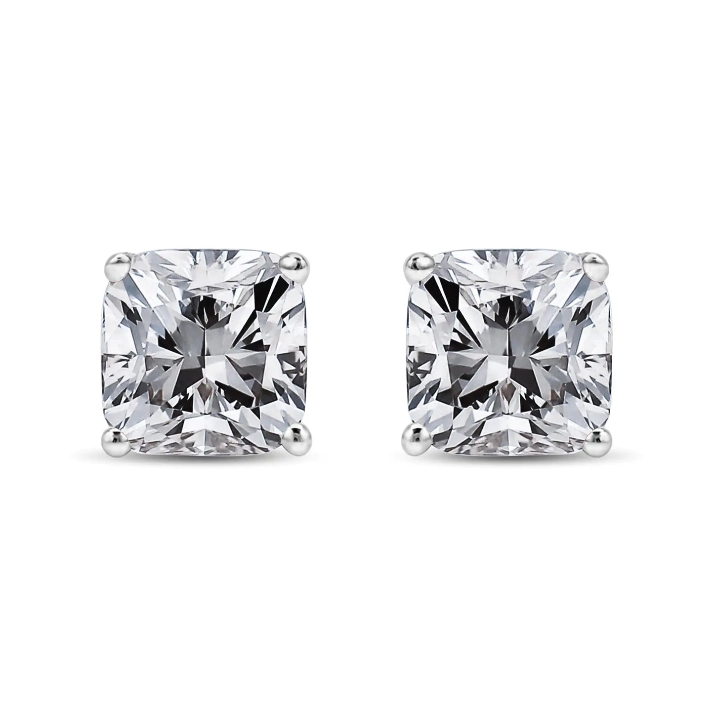 14K White Gold 1 1/2 Cttw Clarity Enhanced Princess Cut Diamond Solitaire Stud Earrings (I - J Color, I1 - I2 Clarity) - Jaazi Intl