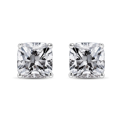 14K White Gold 1 1/2 Cttw Clarity Enhanced Princess Cut Diamond Solitaire Stud Earrings (I - J Color, I1 - I2 Clarity) - Jaazi Intl