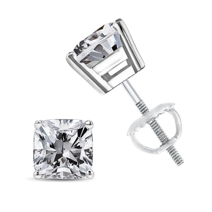 14K White Gold 1 1/2 Cttw Clarity Enhanced Princess Cut Diamond Solitaire Stud Earrings (I - J Color, I1 - I2 Clarity) - Jaazi Intl