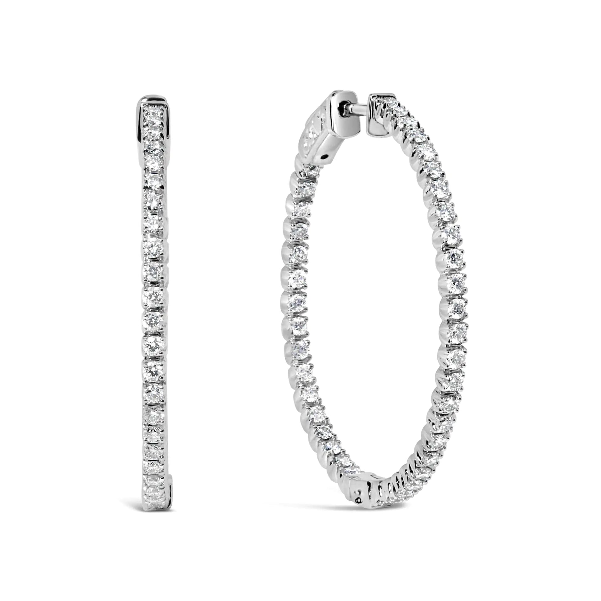 14K White Gold 1 1/2 Cttw Lab Grown Diamond Inside Out Hoop Earrings (G - H Color, VS2 - SI1 Clarity) - Jaazi Intl