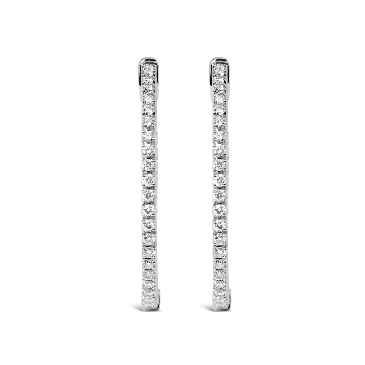 14K White Gold 1 1/2 Cttw Lab Grown Diamond Inside Out Hoop Earrings (G - H Color, VS2 - SI1 Clarity) - Jaazi Intl