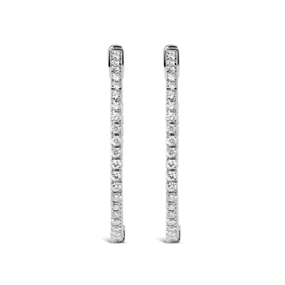 14K White Gold 1 1/2 Cttw Lab Grown Diamond Inside Out Hoop Earrings (G - H Color, VS2 - SI1 Clarity) - Jaazi Intl