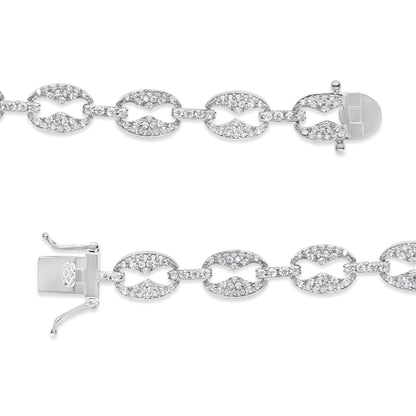 14K White Gold 1 1/2 Cttw Round Diamond Set Link Bracelet (I - J Color, I1 - I2 Clarity) - 7" - Jaazi Intl