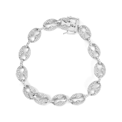 14K White Gold 1 1/2 Cttw Round Diamond Set Link Bracelet (I - J Color, I1 - I2 Clarity) - 7" - Jaazi Intl