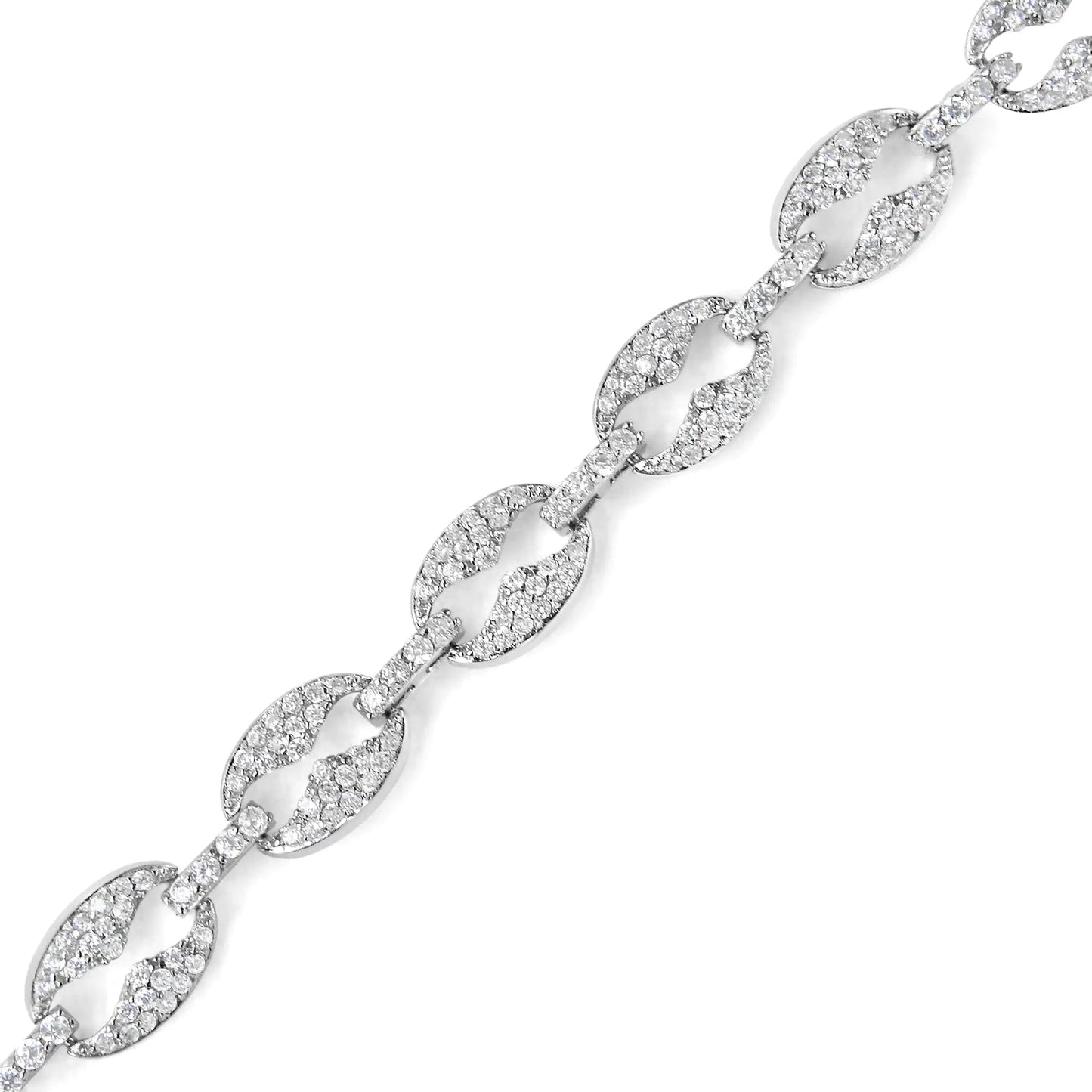 14K White Gold 1 1/2 Cttw Round Diamond Set Link Bracelet (I - J Color, I1 - I2 Clarity) - 7" - Jaazi Intl