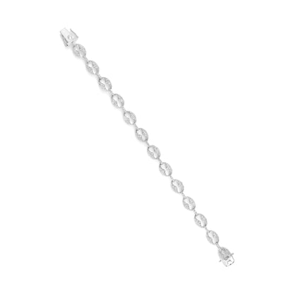 14K White Gold 1 1/2 Cttw Round Diamond Set Link Bracelet (I - J Color, I1 - I2 Clarity) - 7" - Jaazi Intl