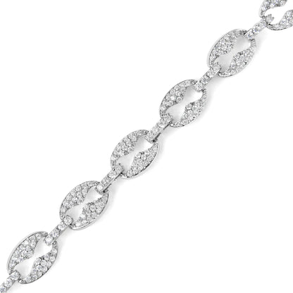 14K White Gold 1 1/2 Cttw Round Diamond Set Link Bracelet (I - J Color, I1 - I2 Clarity) - 7" - Jaazi Intl