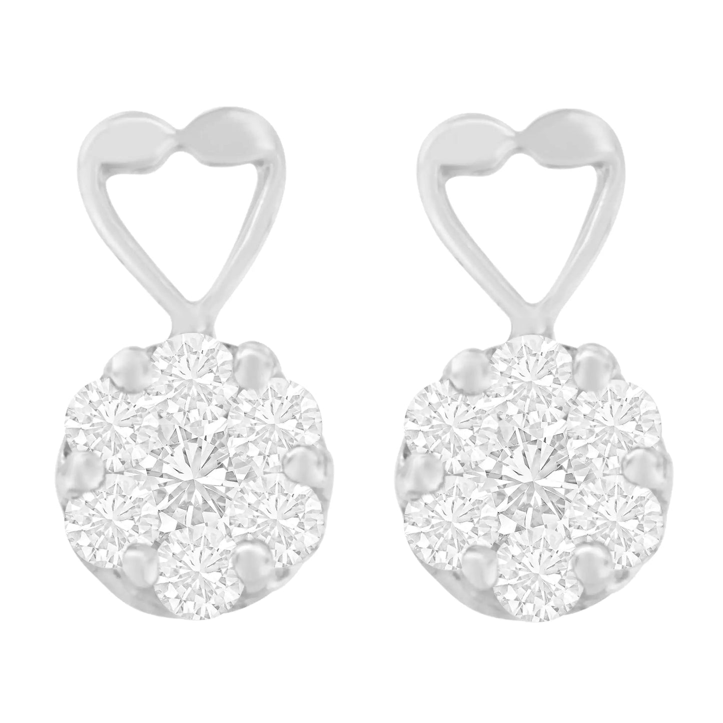 14K White Gold 1 1/4 cttw Round Cut Diamond Earrings (H - I, I1 - I2) - Jaazi Intl