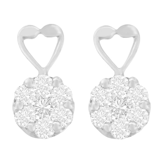 14K White Gold 1 1/4 cttw Round Cut Diamond Earrings (H - I, I1 - I2) - Jaazi Intl