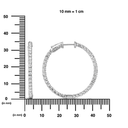 14K White Gold 1 3/4 Cttw Lab Grown Diamond Inside Out Hoop Earrings (G - H Color, VS2 - SI1 Clarity) - Jaazi Intl