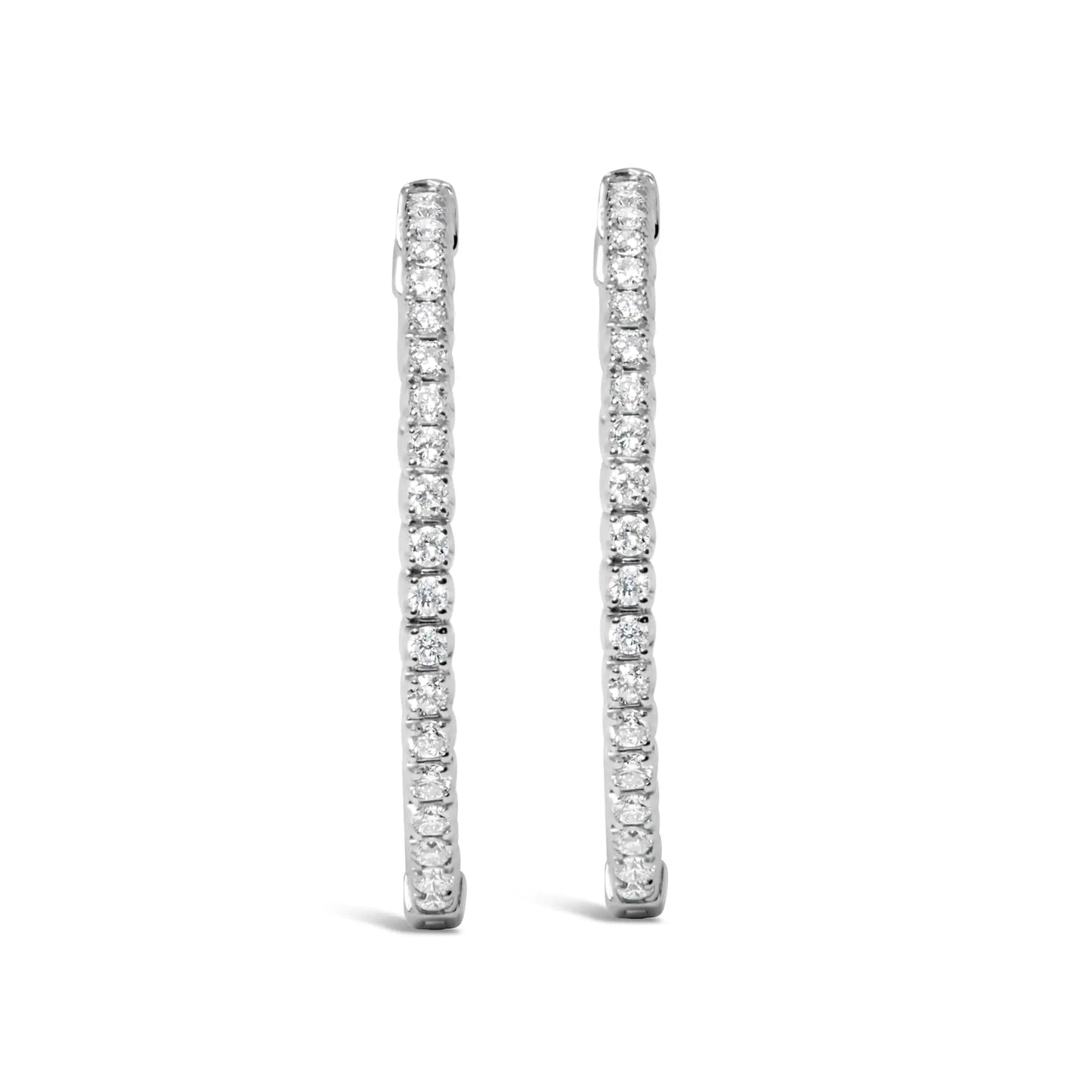 14K White Gold 1 3/4 Cttw Lab Grown Diamond Inside Out Hoop Earrings (G - H Color, VS2 - SI1 Clarity) - Jaazi Intl