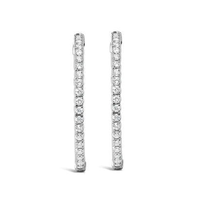 14K White Gold 1 3/4 Cttw Lab Grown Diamond Inside Out Hoop Earrings (G - H Color, VS2 - SI1 Clarity) - Jaazi Intl