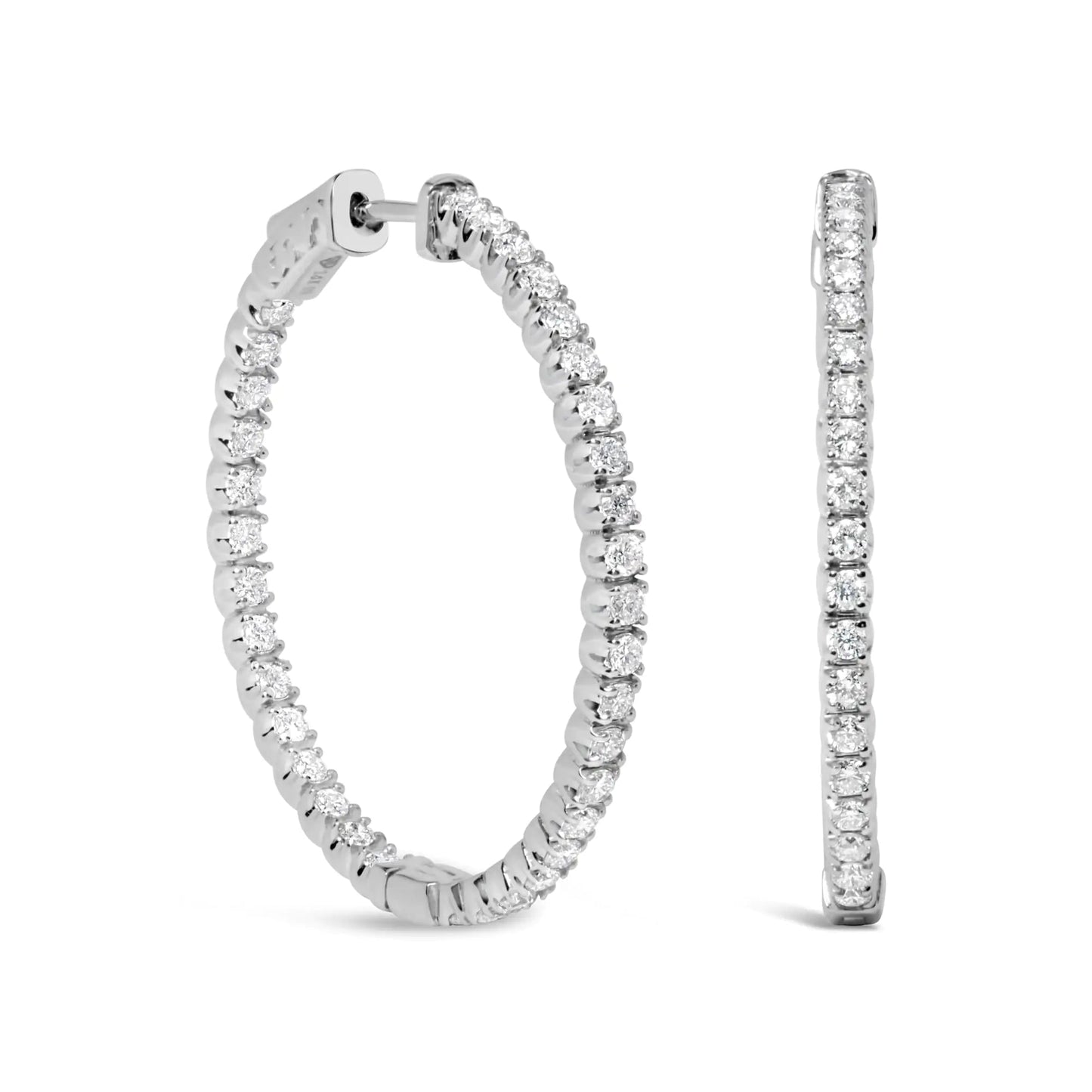 14K White Gold 1 3/4 Cttw Lab Grown Diamond Inside Out Hoop Earrings (G - H Color, VS2 - SI1 Clarity) - Jaazi Intl