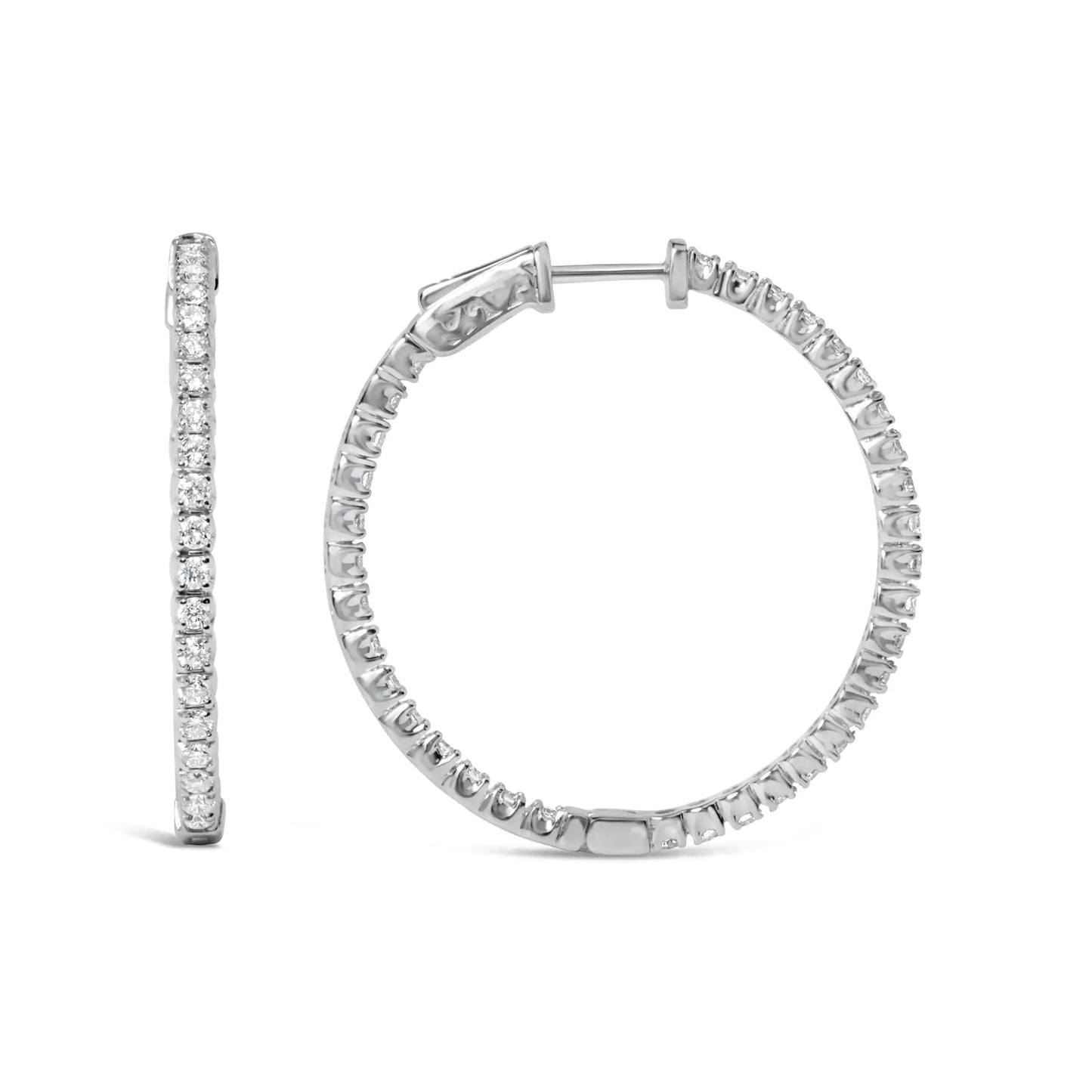 14K White Gold 1 3/4 Cttw Lab Grown Diamond Inside Out Hoop Earrings (G - H Color, VS2 - SI1 Clarity) - Jaazi Intl