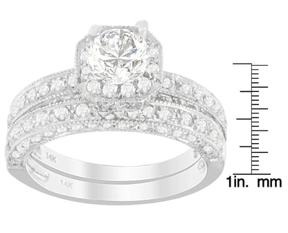 14K White Gold 1 ct. TDW Round Cut Diamond Ring (G - H, I1 - I2) - Jaazi Intl