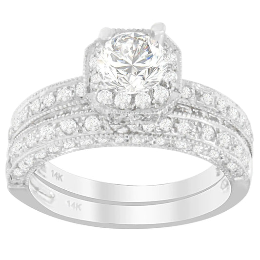 14K White Gold 1 ct. TDW Round Cut Diamond Ring (G - H, I1 - I2) - Jaazi Intl