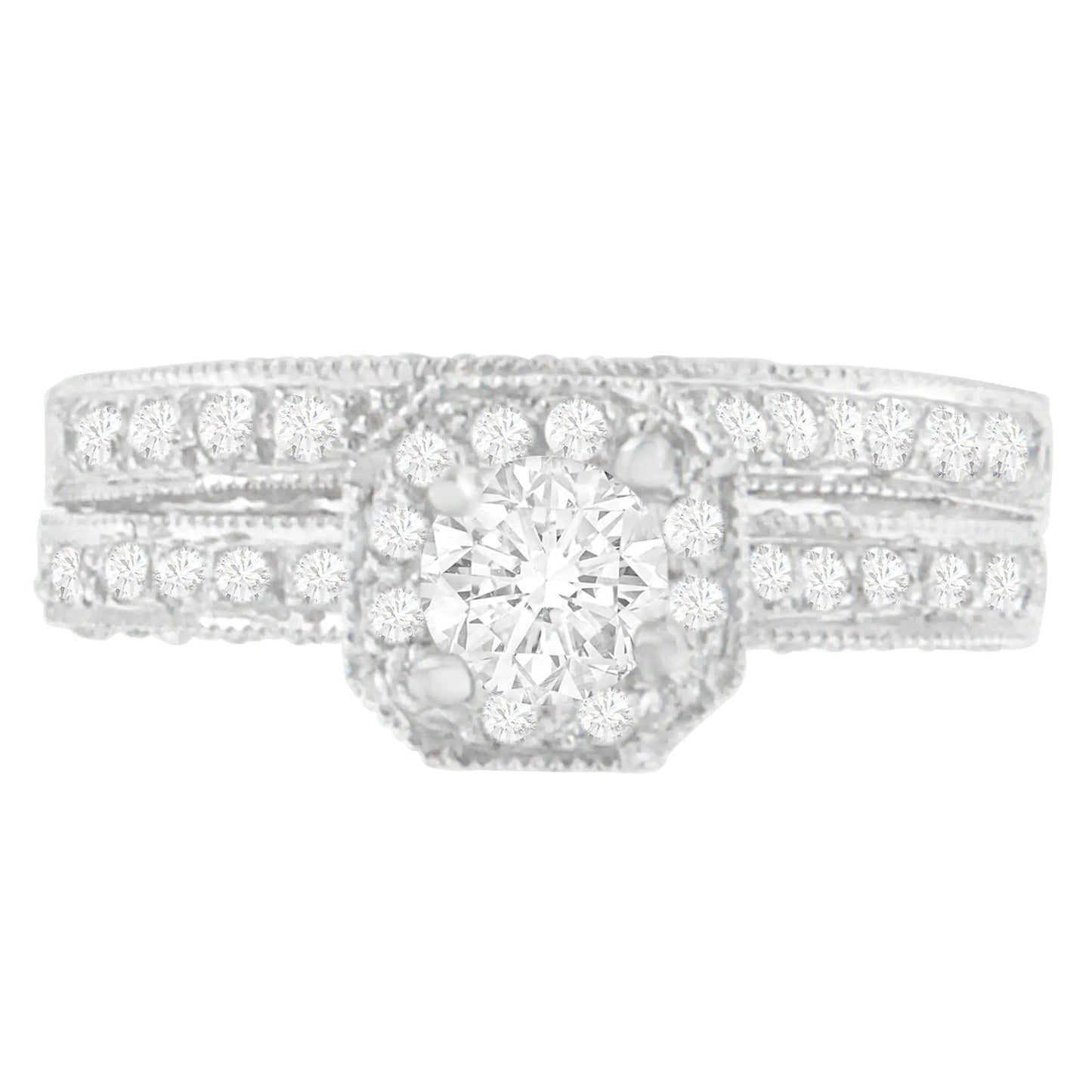 14K White Gold 1 ct. TDW Round Cut Diamond Ring (G - H, I1 - I2) - Jaazi Intl