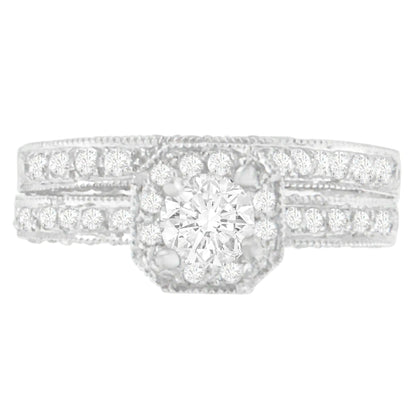 14K White Gold 1 ct. TDW Round Cut Diamond Ring (G - H, I1 - I2) - Jaazi Intl