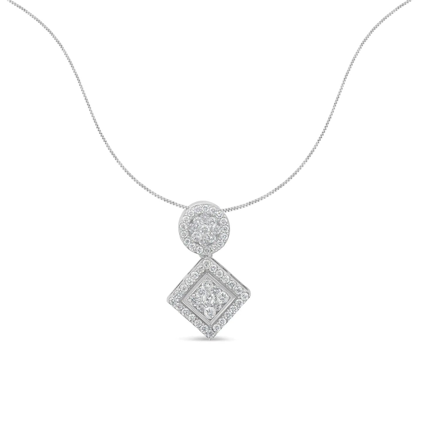 14K White Gold 1 cttw Diamond Pendant Necklace (H - I, I1 - I2) - Jaazi Intl