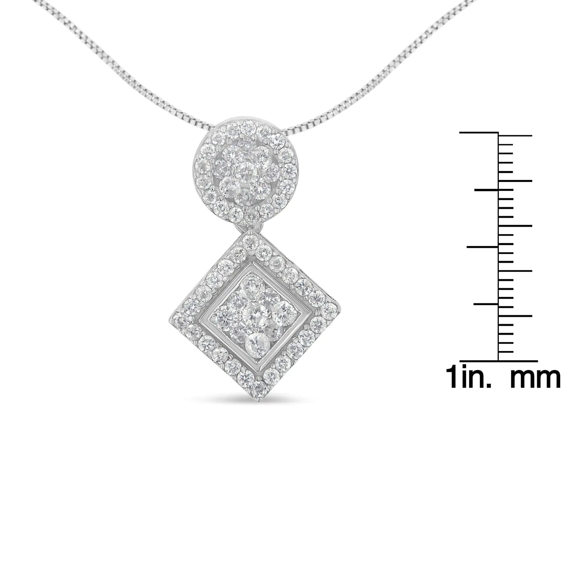 14K White Gold 1 cttw Diamond Pendant Necklace (H - I, I1 - I2) - Jaazi Intl