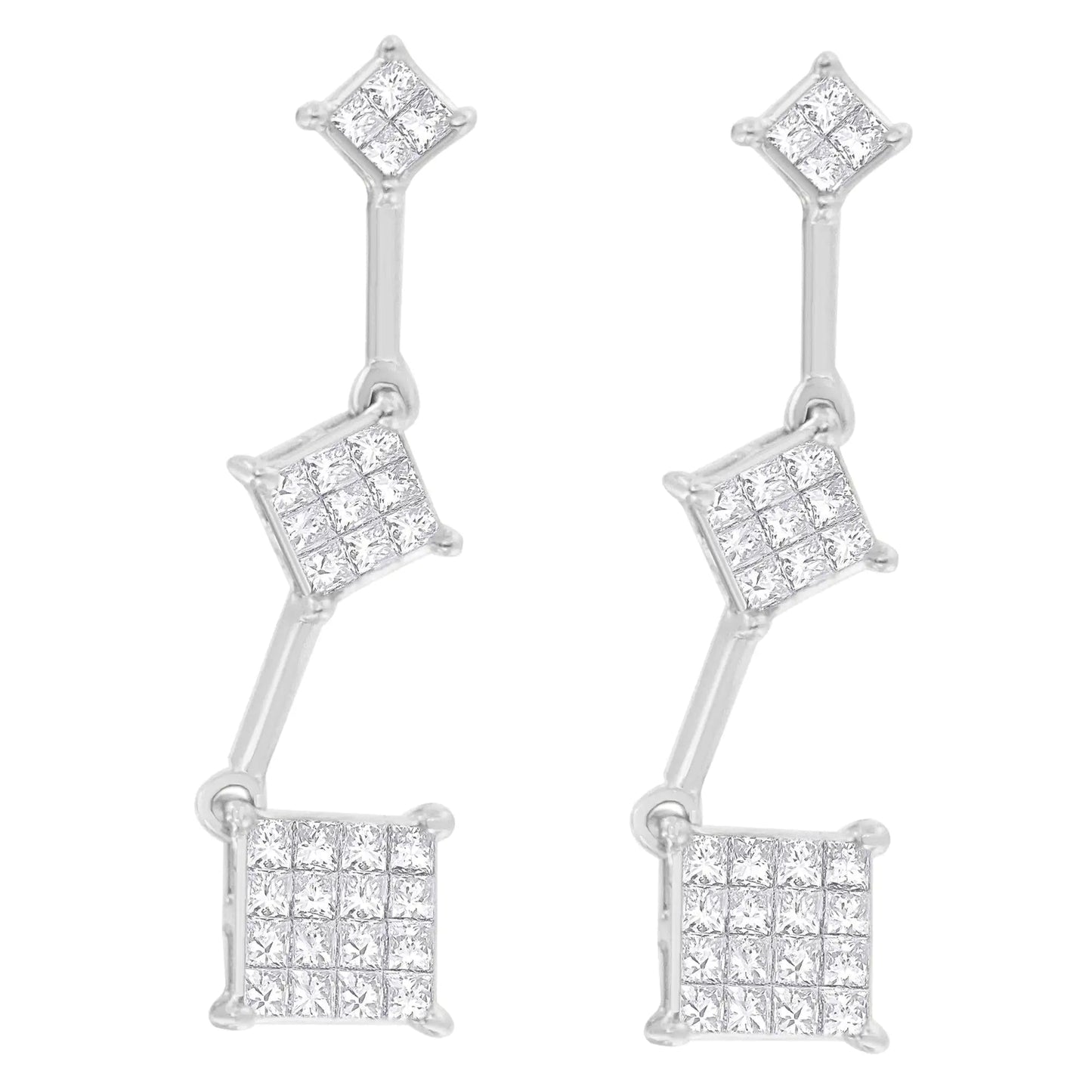 14K White Gold 1 cttw Princess Cut Diamond Earrings (G - H, VS1 - VS2) - Jaazi Intl