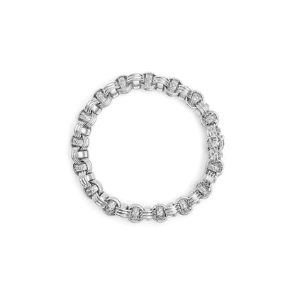 14K White Gold 1/2 Cttw Diamond Knotted Byzantine Link Bracelet (H - I Color, I2 - I3 Clarity) - 7" Inches - Jaazi Intl