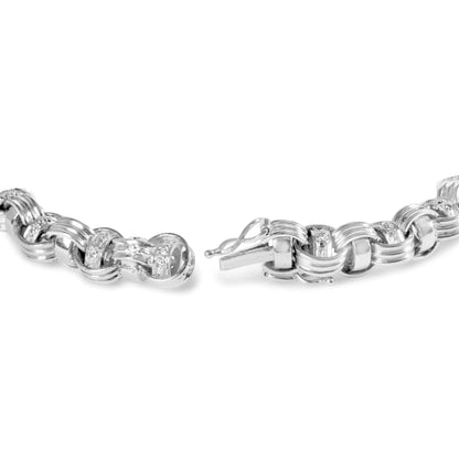 14K White Gold 1/2 Cttw Diamond Knotted Byzantine Link Bracelet (H - I Color, I2 - I3 Clarity) - 7" Inches - Jaazi Intl