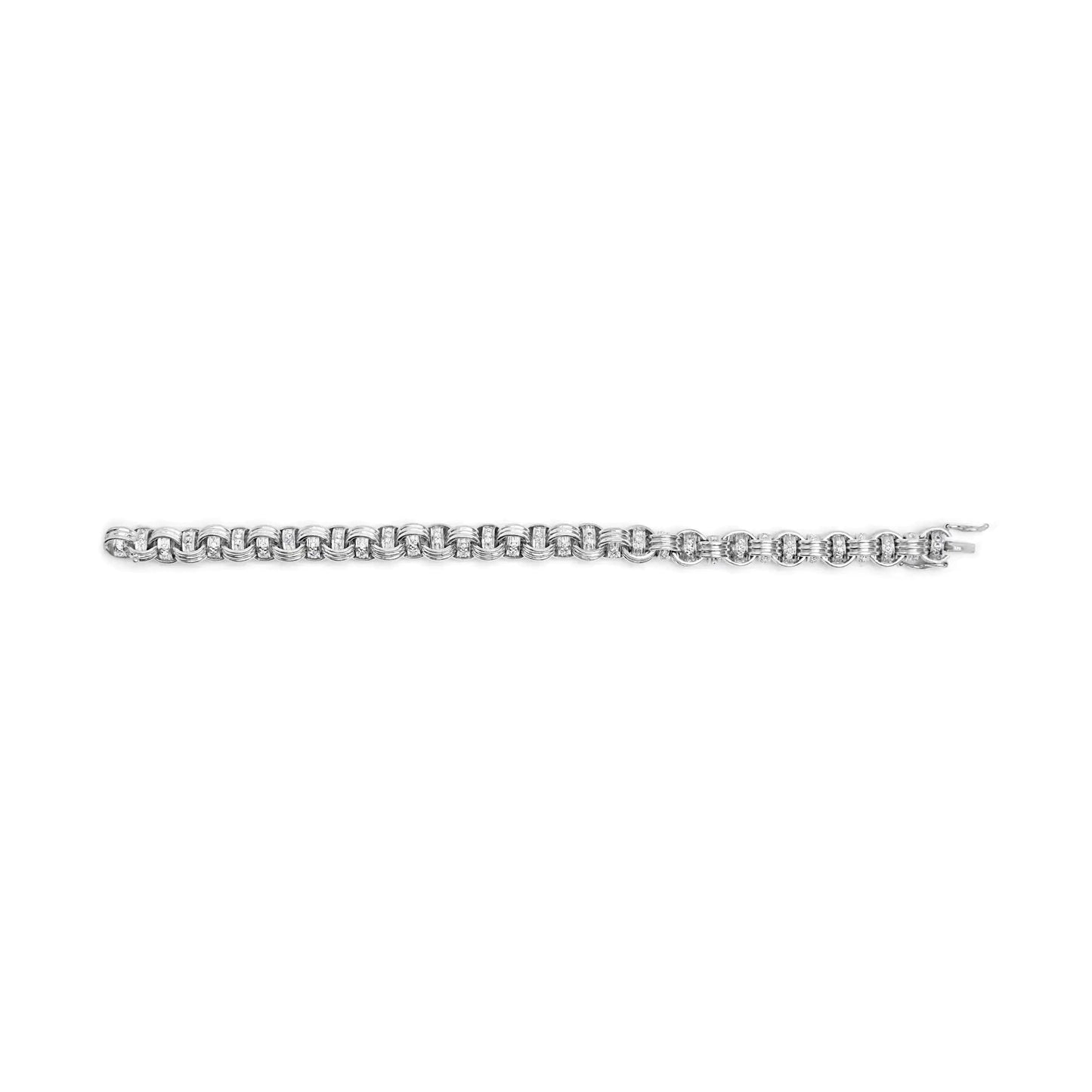 14K White Gold 1/2 Cttw Diamond Knotted Byzantine Link Bracelet (H - I Color, I2 - I3 Clarity) - 7" Inches - Jaazi Intl