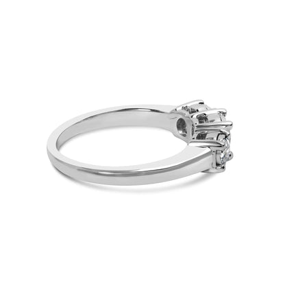 14K White Gold 1/2 Cttw Miracle Set Round Lab Grown Diamond Three Stone Illusion Plate Ring (F - G Color, VS1 - VS2 Clarity) - Jaazi Intl