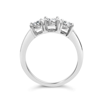 14K White Gold 1/2 Cttw Miracle Set Round Lab Grown Diamond Three Stone Illusion Plate Ring (F - G Color, VS1 - VS2 Clarity) - Jaazi Intl