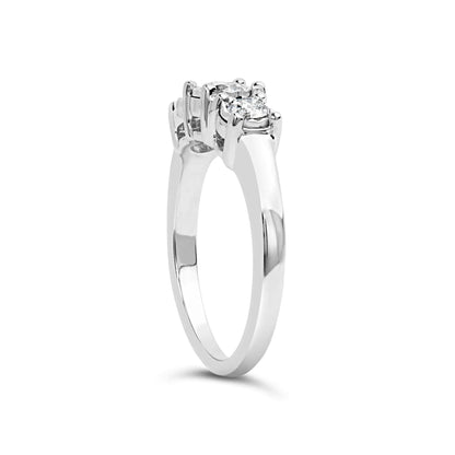 14K White Gold 1/2 Cttw Miracle Set Round Lab Grown Diamond Three Stone Illusion Plate Ring (F - G Color, VS1 - VS2 Clarity) - Jaazi Intl