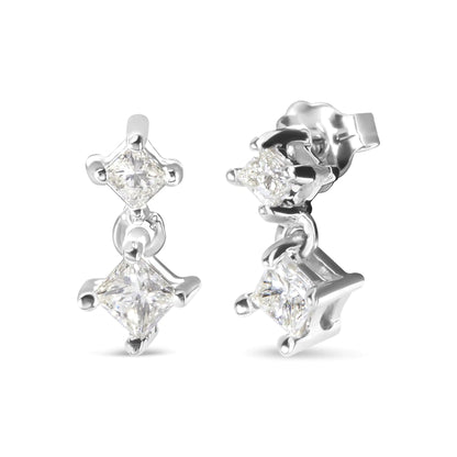 14K White Gold 1/2 cttw Princess Cut Diamond Earrings (H - I Color, SI1 - SI2 Clarity) - Jaazi International