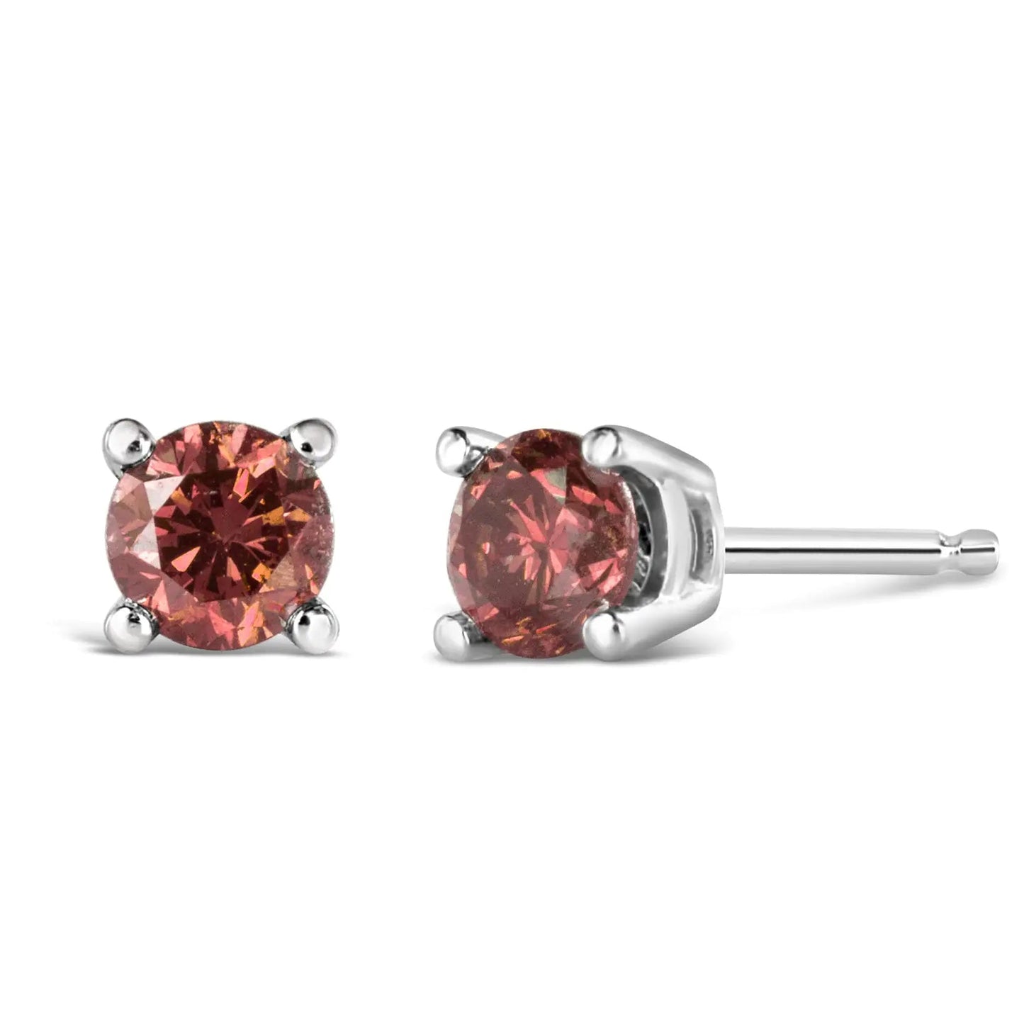 14K White Gold 1/2 Cttw Round Brilliant Cut Lab Grown Pink Diamond 4 - Prong Classic Solitaire Earrings (Pink Color, VVS2 - VS1 Clarity) - Jaazi International