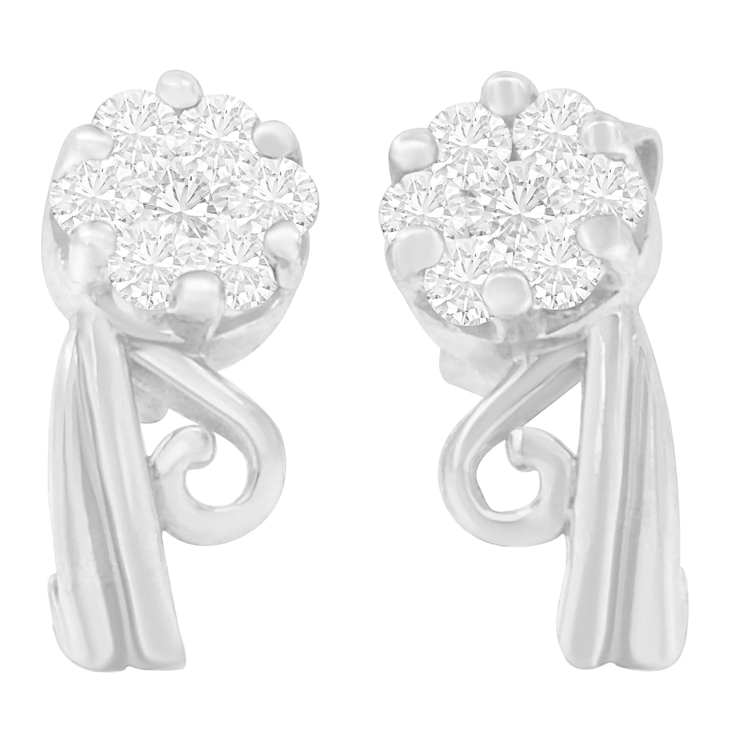 14K White Gold 1/2 cttw Round Cut Diamond Earrings (H - I, I1 - I2) - Jaazi Intl