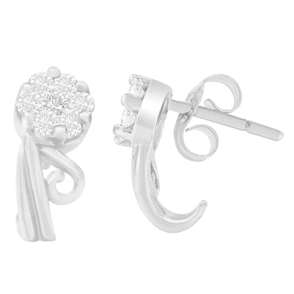 14K White Gold 1/2 cttw Round Cut Diamond Earrings (H - I, I1 - I2) - Jaazi Intl