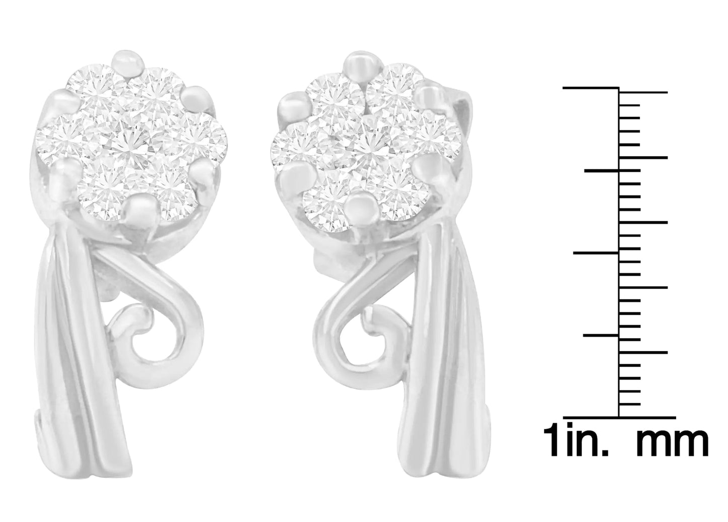 14K White Gold 1/2 cttw Round Cut Diamond Earrings (H - I, I1 - I2) - Jaazi Intl