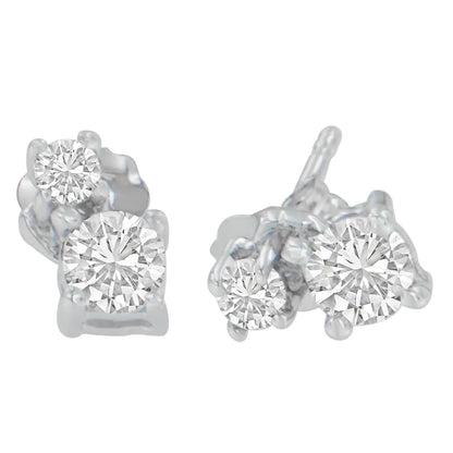 14K White Gold 1/2 cttw Round Cut Diamond Earrings (H - I, SI2 - I1) - Jaazi Intl