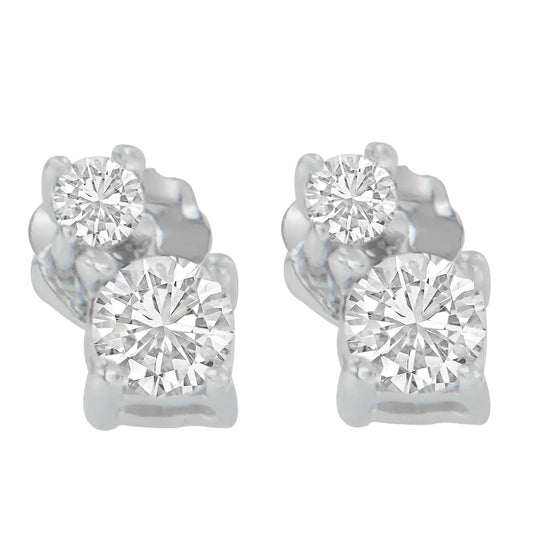 14K White Gold 1/2 cttw Round Cut Diamond Earrings (H - I, SI2 - I1) - Jaazi Intl